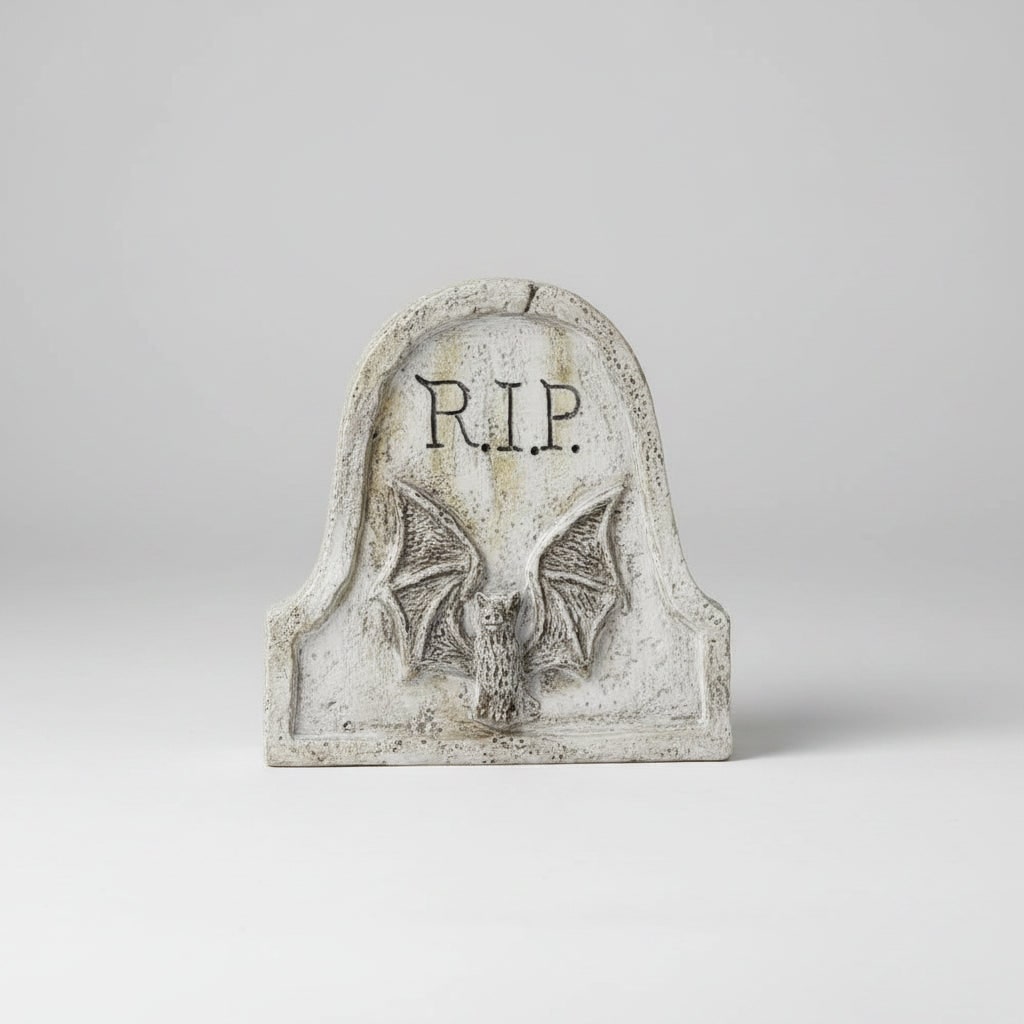Halloween Tombstones and Graveyard Decorations Resin 4-Piece Set for Party and Tabletop Display