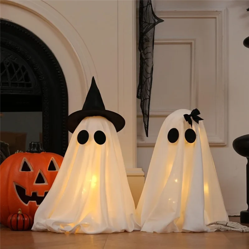 Halloween Warm White Lights Ghost Decor Set of Two Up Figures for Indoor Decoration Inflatable