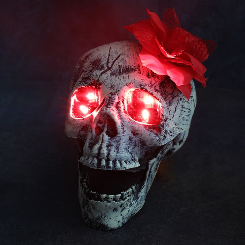 Halloween Yard Decorations Skeleton Sign with Stakes LED Light Up Outdoor Prop Plant Support