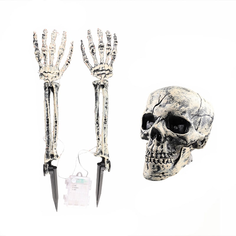 Halloween Yard Decorations Skeleton Sign with Stakes LED Light Up Outdoor Prop Plant Support