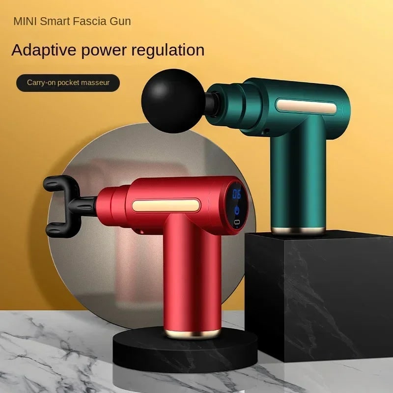 Handheld Mini Massage Gun with Four Interchangeable Heads and LED Display Compact