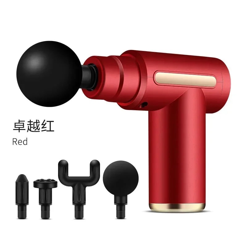 Handheld Mini Massage Gun with Four Interchangeable Heads and LED Display Compact