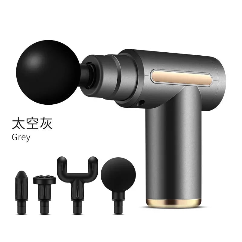 Handheld Mini Massage Gun with Four Interchangeable Heads and LED Display Compact