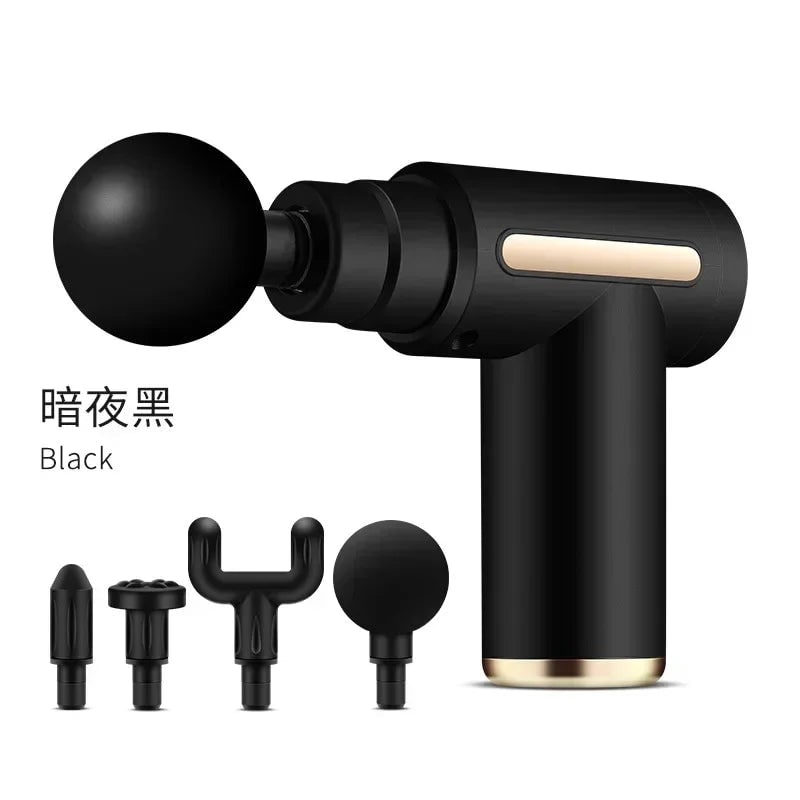 Handheld Mini Massage Gun with Four Interchangeable Heads and LED Display Compact