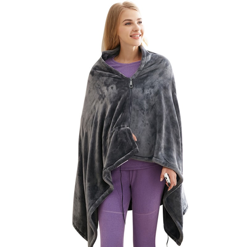 Heated Blanket Electric Shawl with USB Power 3 Heat Settings and Plush Fleece Wrap