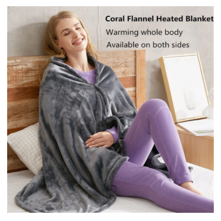 Heated Blanket Electric Shawl with USB Power 3 Heat Settings and Plush Fleece Wrap