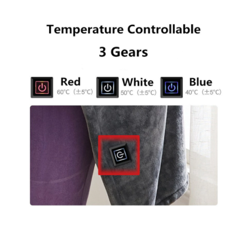 Heated Blanket Electric Shawl with USB Power 3 Heat Settings and Plush Fleece Wrap