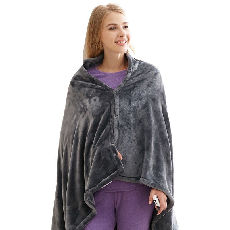 Heated Blanket Electric Shawl with USB Power 3 Heat Settings and Plush Fleece Wrap