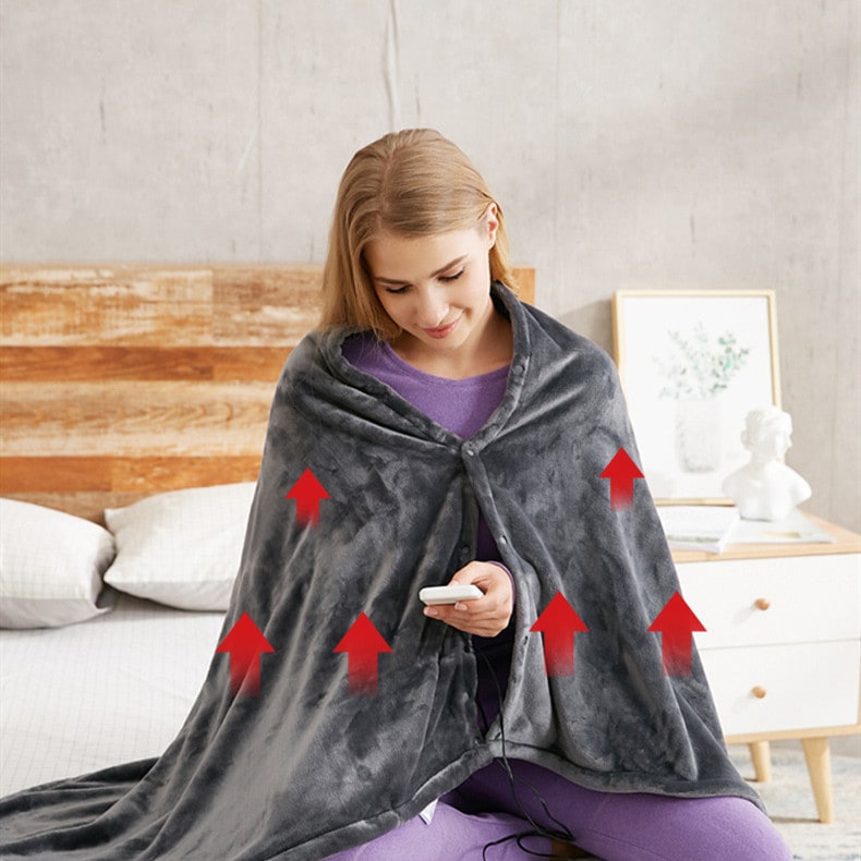 Heated Blanket Electric Shawl with USB Power 3 Heat Settings and Plush Fleece Wrap