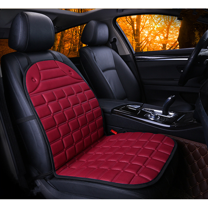 Heated Car Seat Cushion and Cover with Quilted Design and 12v Power Adapter Ergonomic