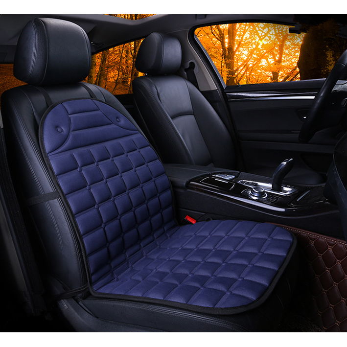 Heated Car Seat Cushion and Cover with Quilted Design and 12v Power Adapter Ergonomic