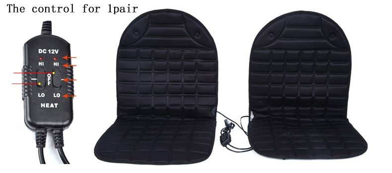 Heated Car Seat Cushion and Cover with Quilted Design and 12v Power Adapter Ergonomic