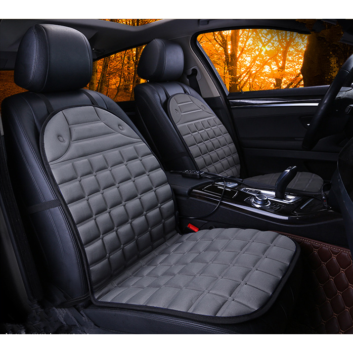 Heated Car Seat Cushion and Cover with Quilted Design and 12v Power Adapter Ergonomic