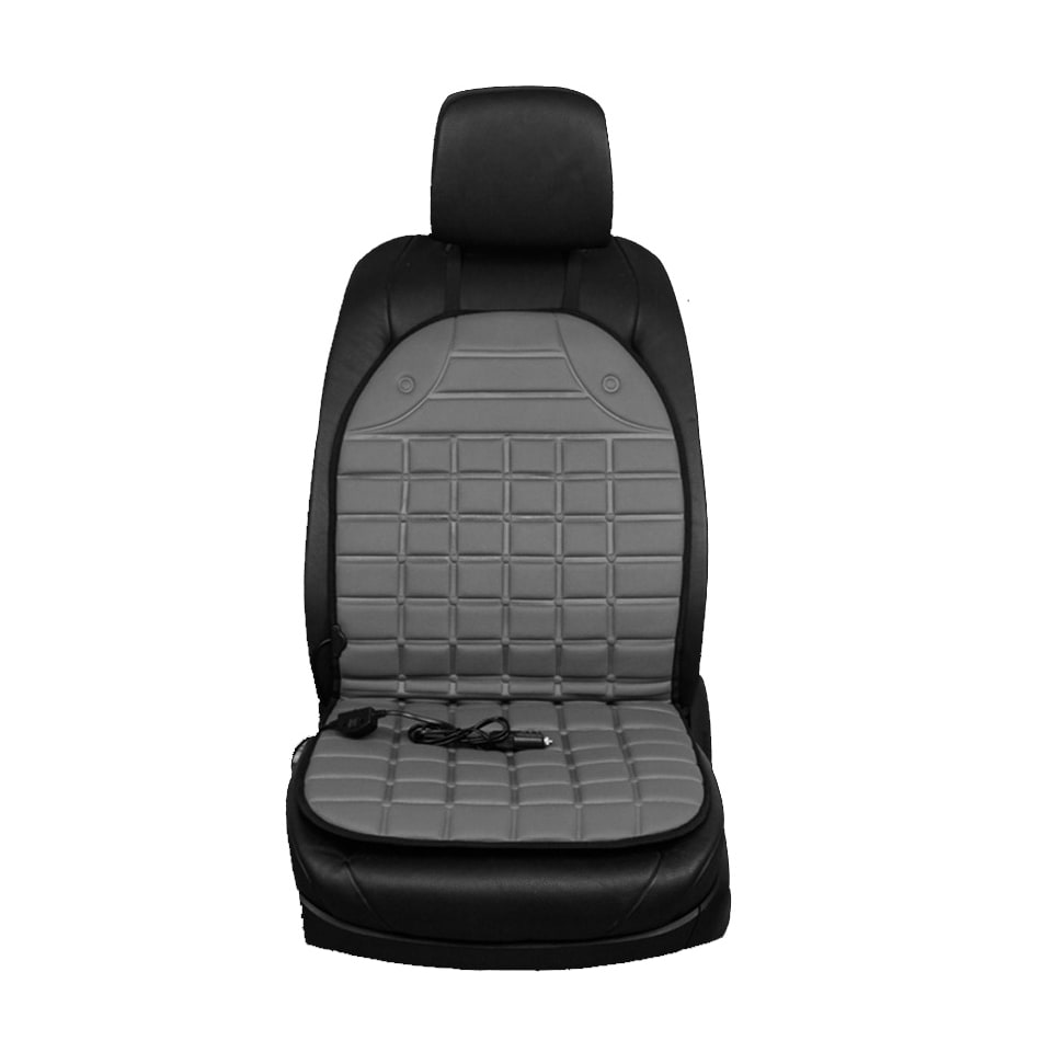 Heated Car Seat Cushion and Cover with Quilted Design and 12v Power Adapter Ergonomic