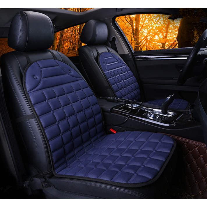 Heated Car Seat Cushion and Cover with Quilted Design and 12v Power Adapter Ergonomic