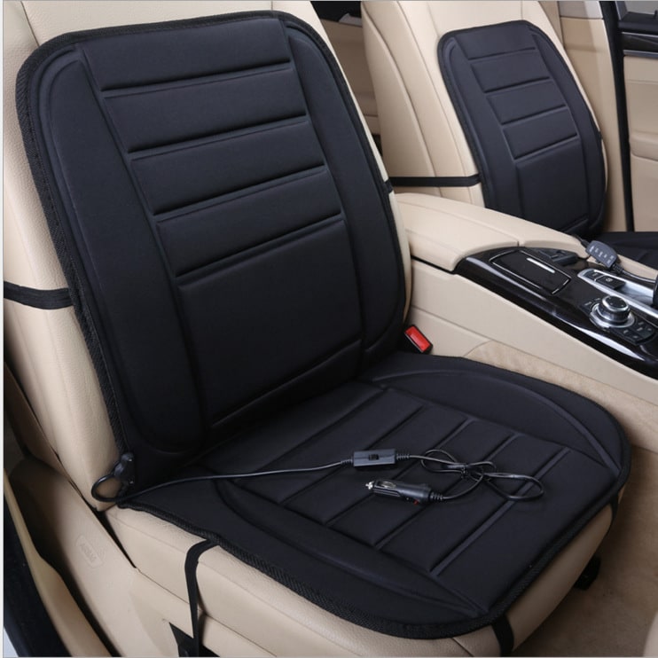 Heated Car Seat Cushion and Cover with Quilted Design and 12v Power Adapter Ergonomic