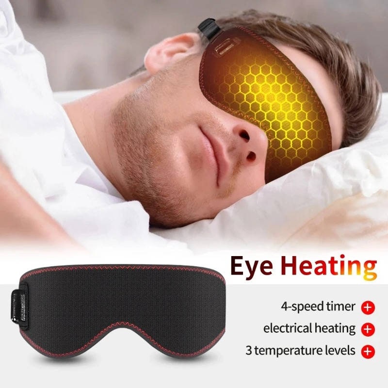 Heated Eye Mask for Sleep and Under with Adjustable Elastic Strap and USB Power Heatable