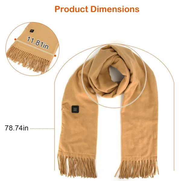 Heated Scarf and Neck Wrap with USB Power Fleece Fabric Three Temperature Settings Wool
