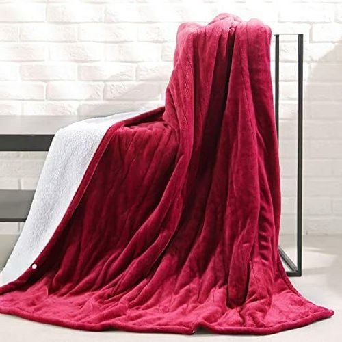 Heated Throw Blanket with Sherpa Fleece Lining Electric Flannel with Auto-Off Timer
