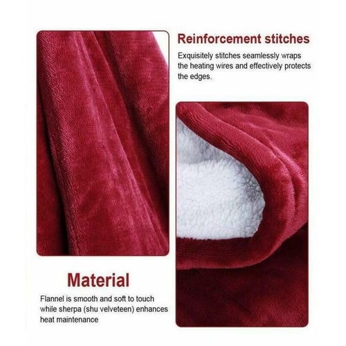 Heated Throw Blanket with Sherpa Fleece Lining Electric Flannel with Auto-Off Timer