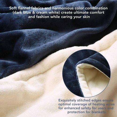 Heated Throw Blanket with Sherpa Fleece Lining Electric Flannel with Auto-Off Timer