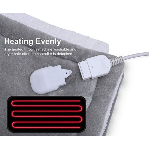 Heated Throw Blanket with Sherpa Fleece Lining Electric Flannel with Auto-Off Timer