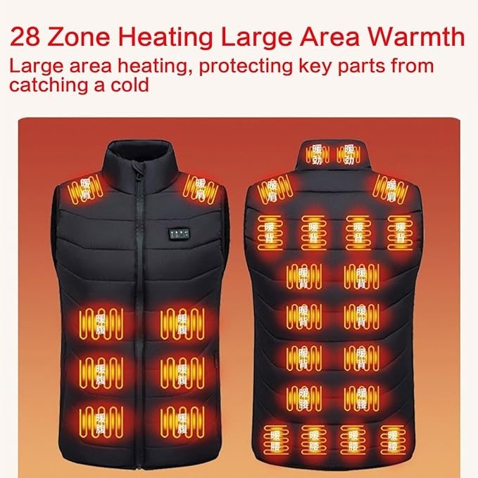 Heated Vest with USB Rechargeable Battery Quilted Design and Multiple Heating Zones