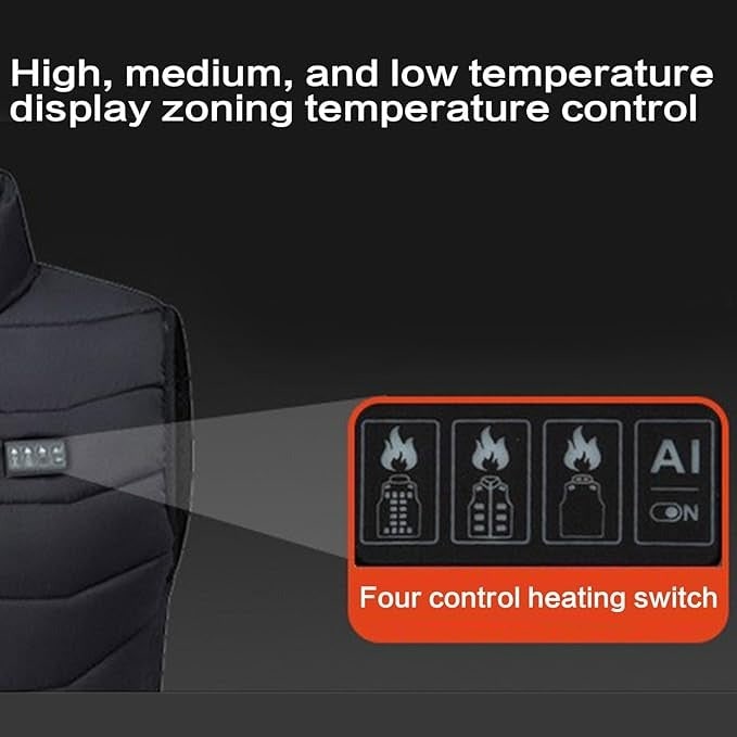 Heated Vest with USB Rechargeable Battery Quilted Design and Multiple Heating Zones