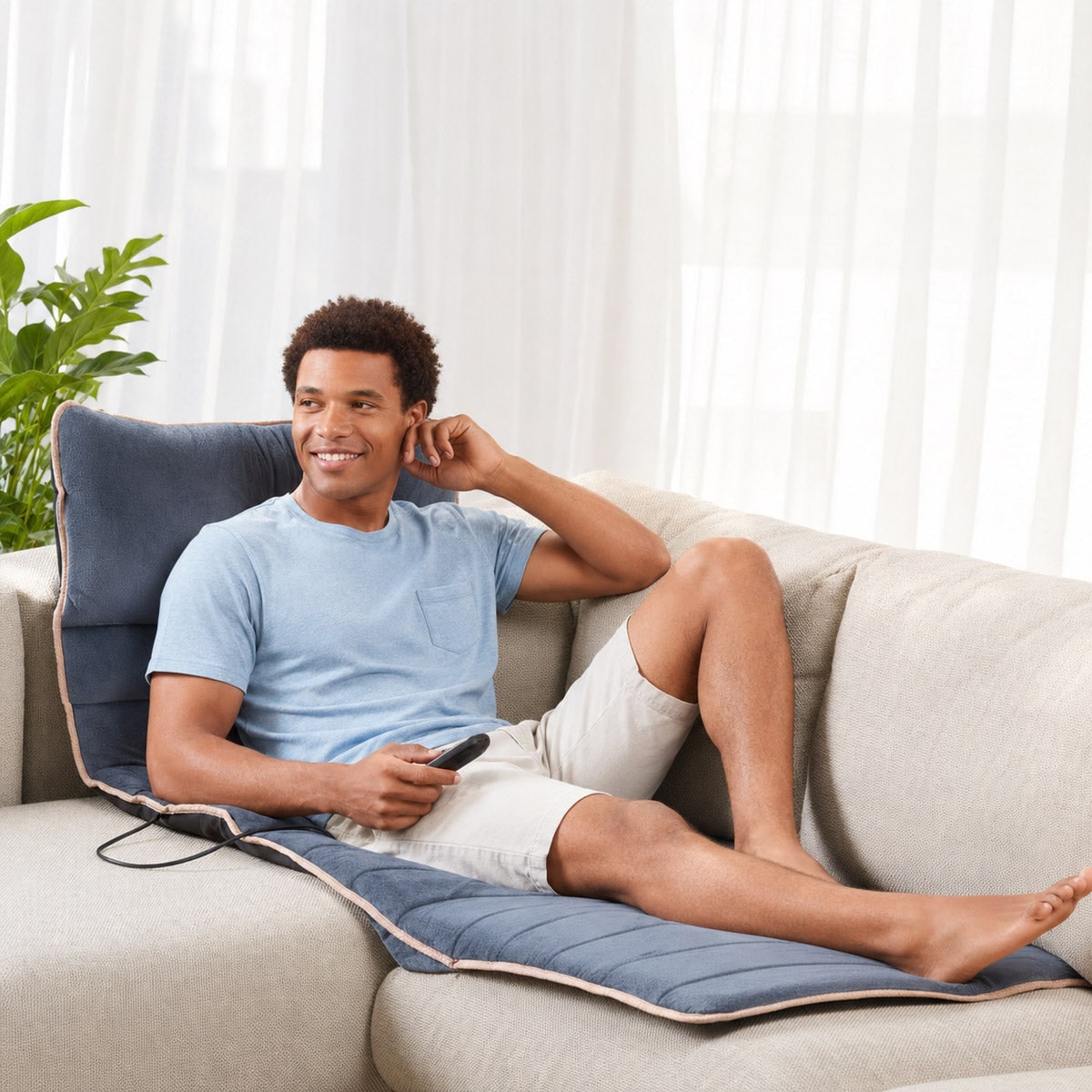 Heated Vibrating Full Body Electric Massage Mat with Wired Remote and Pillow