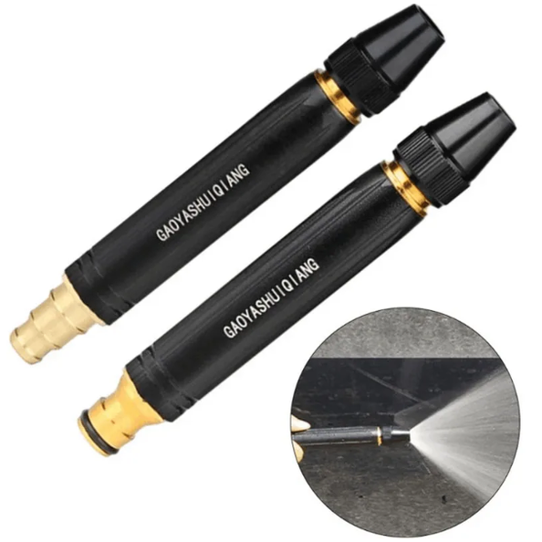 High Pressure Garden Hose Nozzle with Adjustable Spray Tip and Brass Quick-Connect Fitting