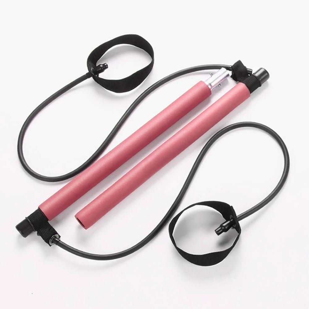 Home Pilates Bar Kit with Resistance Bands and Foot Straps Portable Full Body Workout