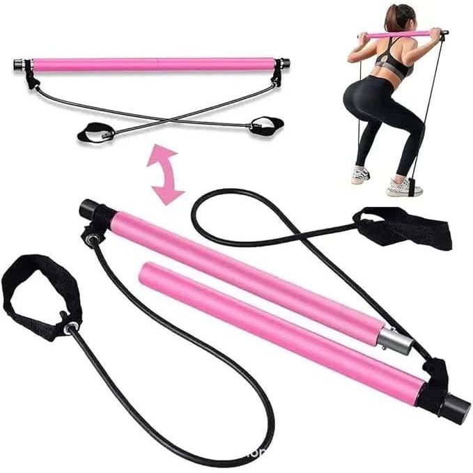 Home Pilates Bar Kit with Resistance Bands and Foot Straps Portable Full Body Workout