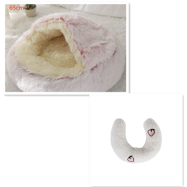 Hooded Cat Bed with Cave Design and Plush Donut Shape Enclosed Cozy Pet with Cushioned Rim