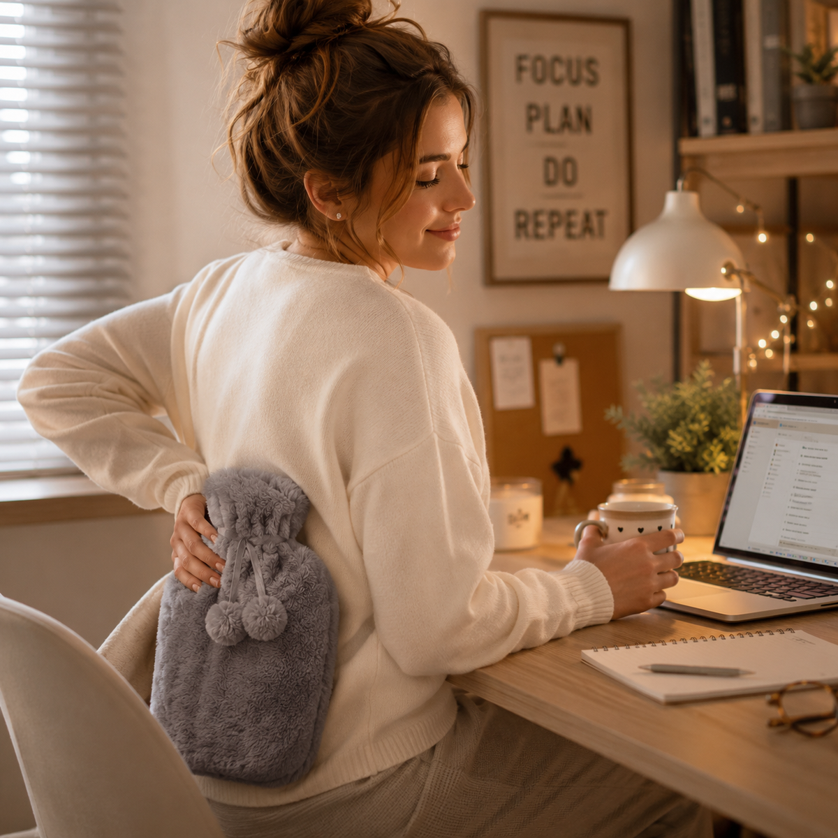 Hot Water Bottle with Plush Cover Removable Fleece Heating Bag Warm