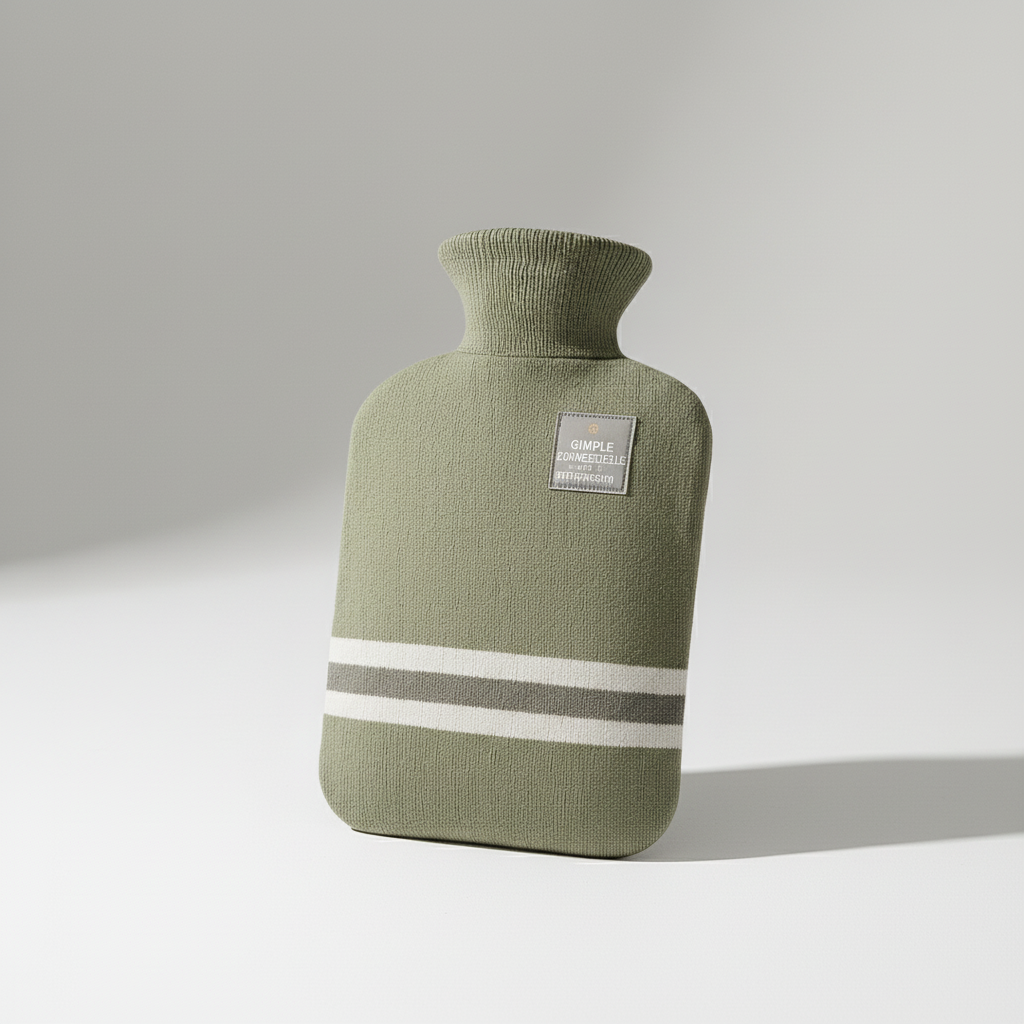 Hot Water Bottle with Knitted Cover Striped Pattern Removable Design 2l