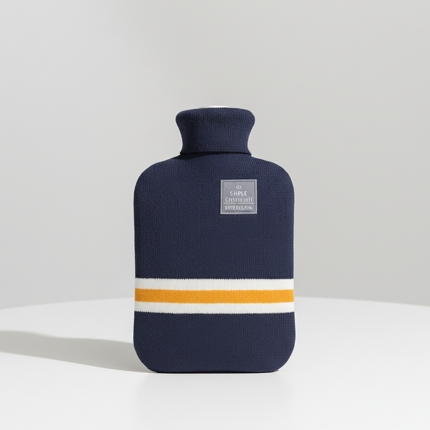 Hot Water Bottle with Knitted Cover Striped Pattern Removable Design 2l