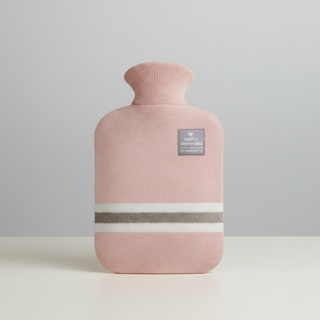 Hot Water Bottle with Knitted Cover Striped Pattern Removable Design 2l