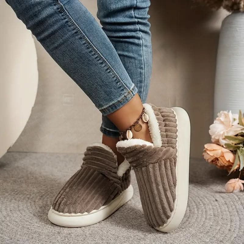 House Slippers Boots Bootie Corduroy Sherpa Fleece Slip Non