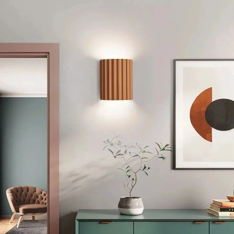 Indoor Wall Light Modern Ribbed Up-Down Glow Fixture