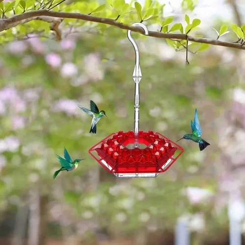 Hummingbird Feeder Hanging Plastic Outdoor Multiple Ports Perch Nectar