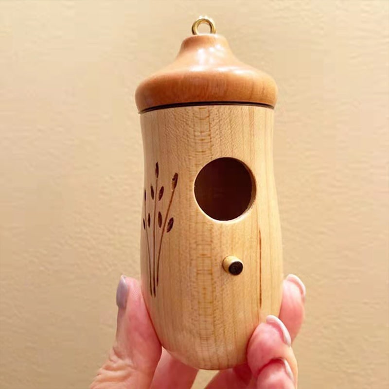 Hummingbird House Wooden Nesting Box Mini Carved Hanging Garden Outdoor
