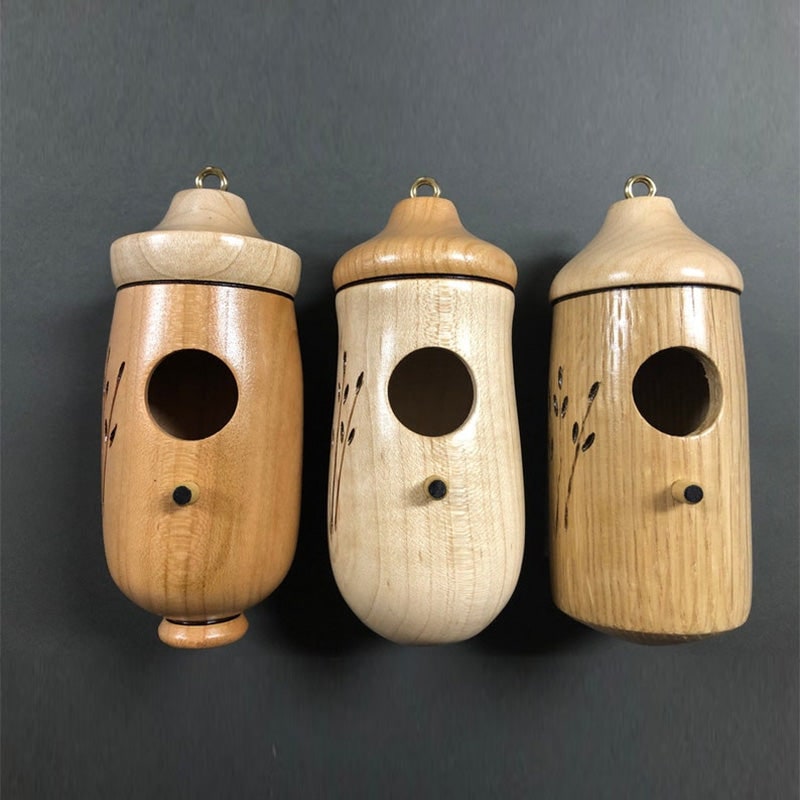 Hummingbird House Wooden Nesting Box Mini Carved Hanging Garden Outdoor
