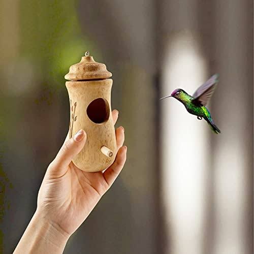 Hummingbird House Wooden Nesting Box Mini Carved Hanging Garden Outdoor