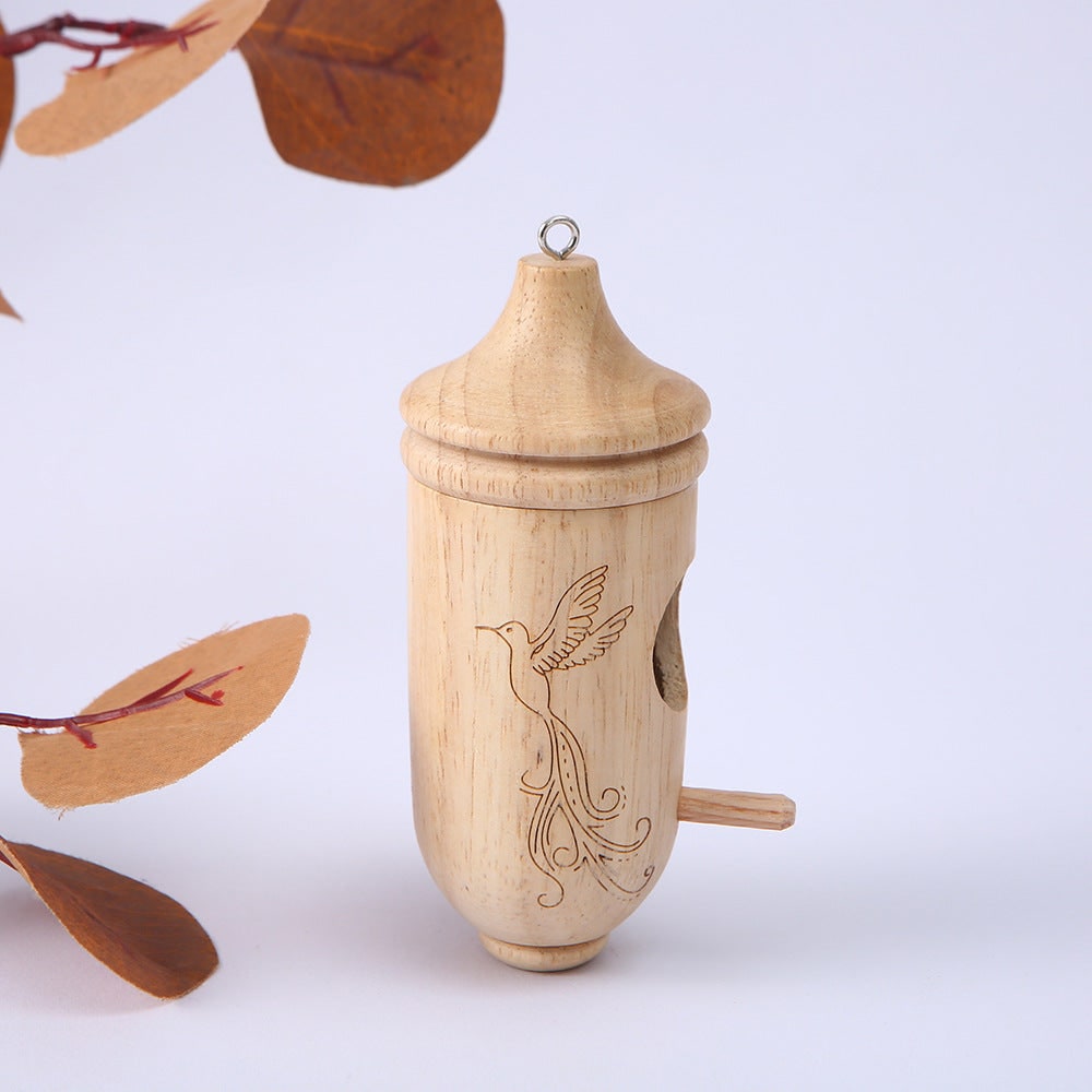 Hummingbird House Wooden Nesting Box Mini Carved Hanging Garden Outdoor