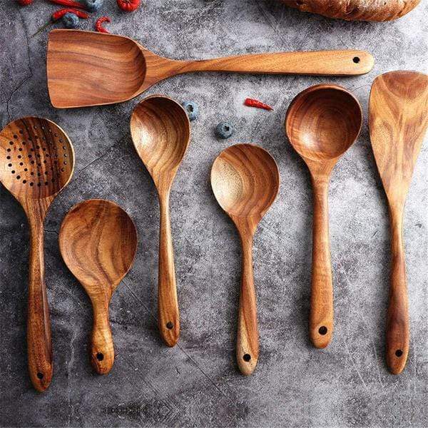 Natural Wooden Kitchen Utensils for Non‑Stick Cookware