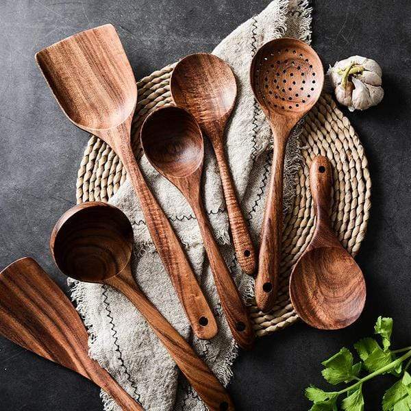 Natural Wooden Kitchen Utensils for Non‑Stick Cookware