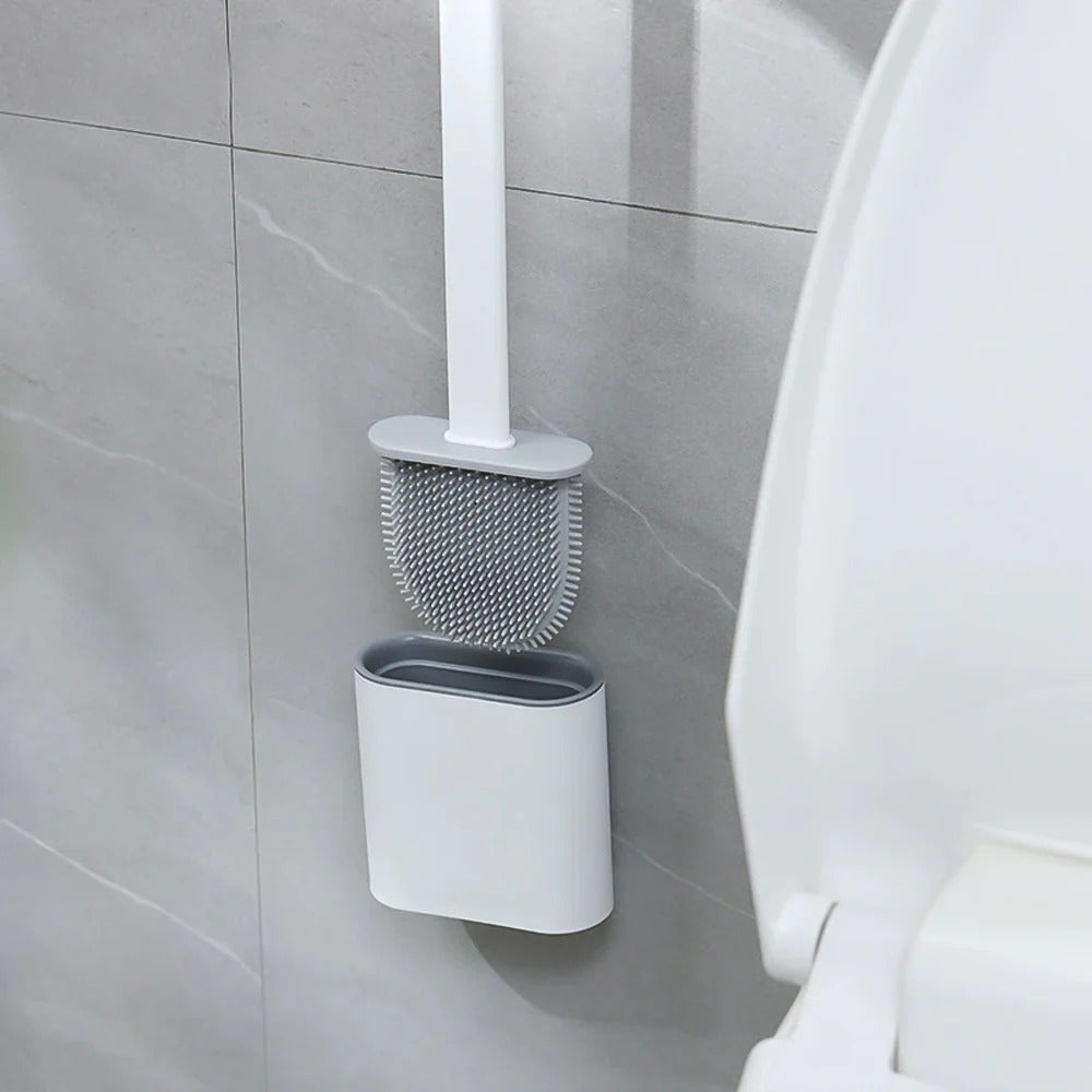 Rust‑Free Toilet Cleaner Non‑Slip Silicone Brush & Holder Set