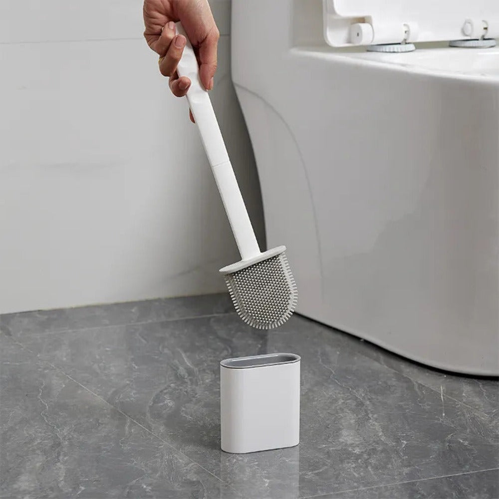 Rust‑Free Toilet Cleaner Non‑Slip Silicone Brush & Holder Set