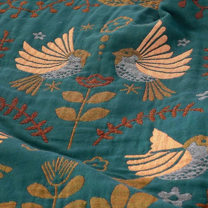 Elegant Teal & Cream Reversible Decorative Blanket