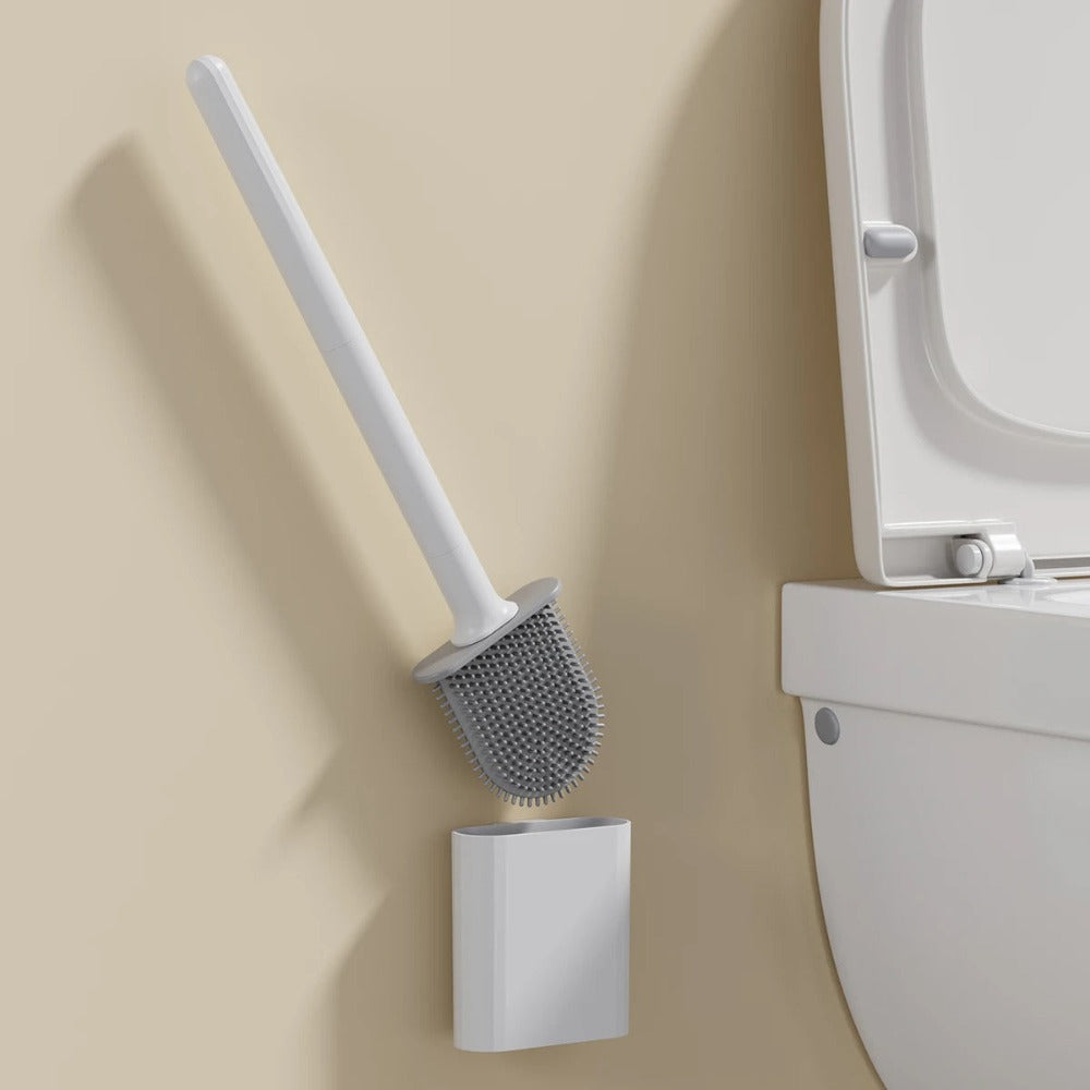 Rust‑Free Toilet Cleaner Non‑Slip Silicone Brush & Holder Set